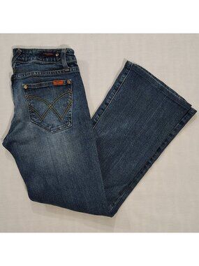 Vigoss Boot Cut Jeans Womens Size 7 Mid Rise Medium Wash Blue Stretch 5 Pocket